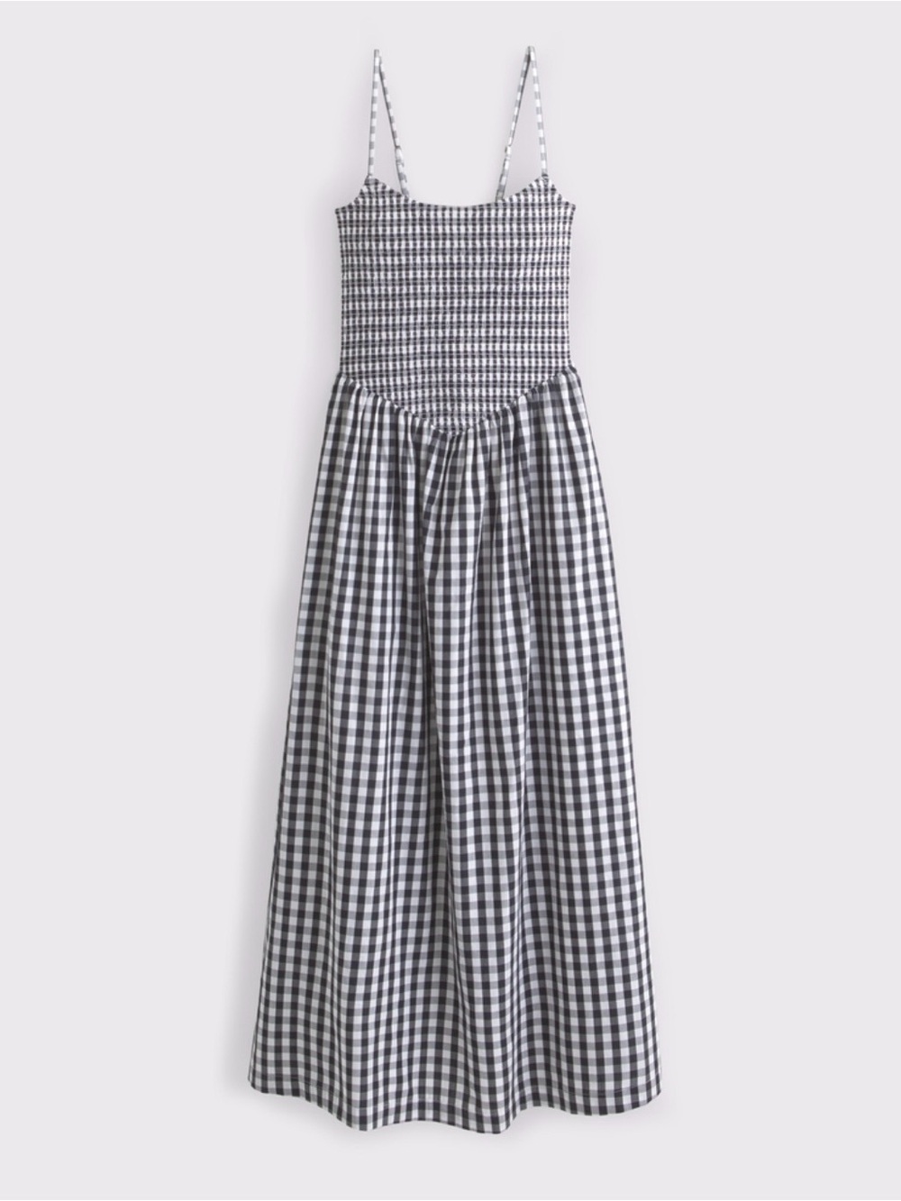 Dipped-Waist Smocked Midi Dress
